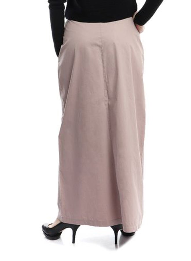 Esla - Mid-Rise Straight Maxi Skirt Beige - Image 1