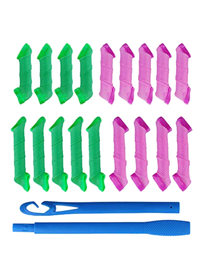 Set of 20 Rollers and Hooks Green/Pink/Blue 1.98X2.98X1.89inch