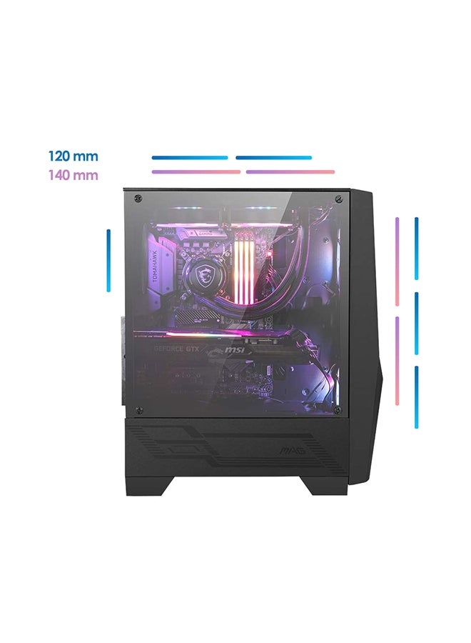MSI - MAG Forge 100R Mid-Tower Gaming Case, Optimized Airflow, 4mm Tempered Glass, Addressable RGB Fans, ATX/Micro ATX/Mini-ITX Support, Tool-less Design, Front & Top Fan/Radiator Support (Up to 240mm) | 306-7G03R21-809 Black - Image 1