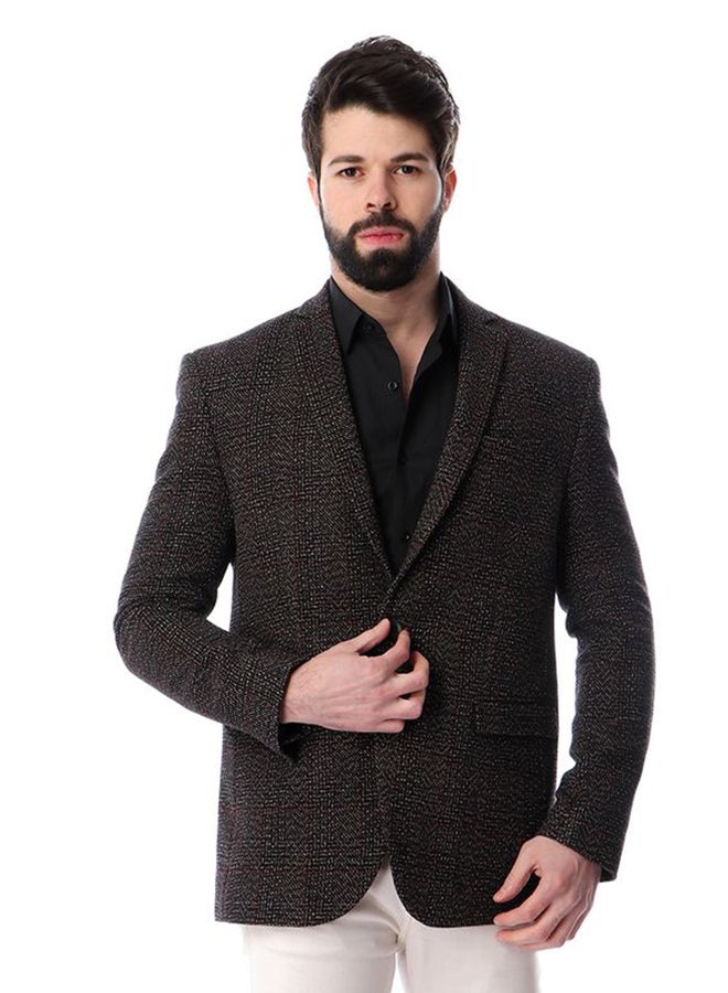 Solid Pattern Slim Fit Blazer Dark Blue - Image 1