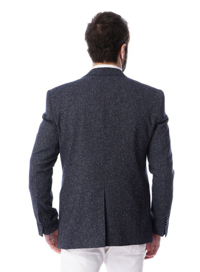 Solid Pattern Slim Fit Blazer Navy Blue - Image 2