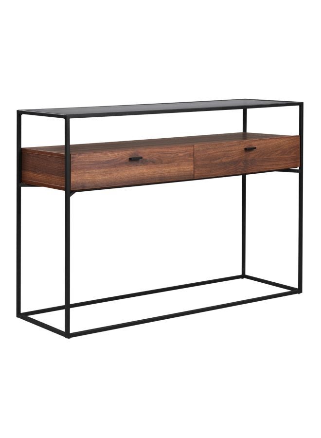 Home Box - Ruby Console Table With Glass Top Brown/Black - Image 1
