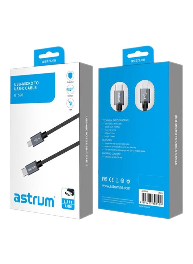 Astrum USB Micro To USB-C Data Sync And Charging Cable Grey - Image 2