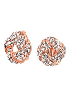 Love Knot Button Style Crystal Studded Clip On Earrings