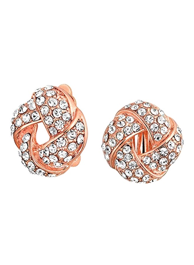 BLING JEWELRY - Love Knot Button Style Crystal Studded Clip On Earrings - Image 1