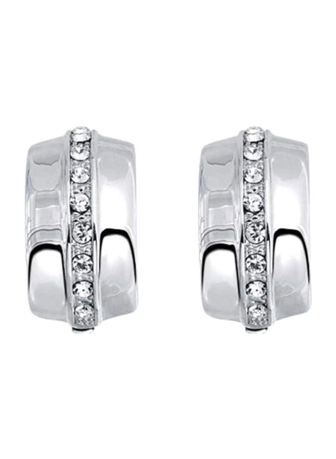 BLING JEWELRY - Rhodium Plated Brass Cubic Zirconia Studded Clip On Earrings - Image 1