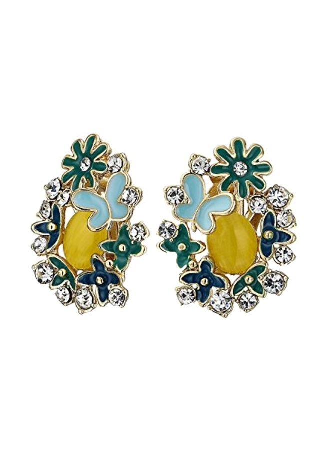 BLING JEWELRY Gold Plated Crystal Studded Clip On Earrings  - Image 1