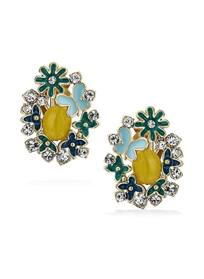 BLING JEWELRY Gold Plated Crystal Studded Clip On Earrings  - Image 3