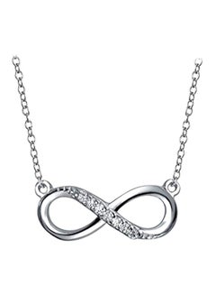 925 Sterling Silver Cubic Zirconia Studded Love Infinity Pendant Necklace