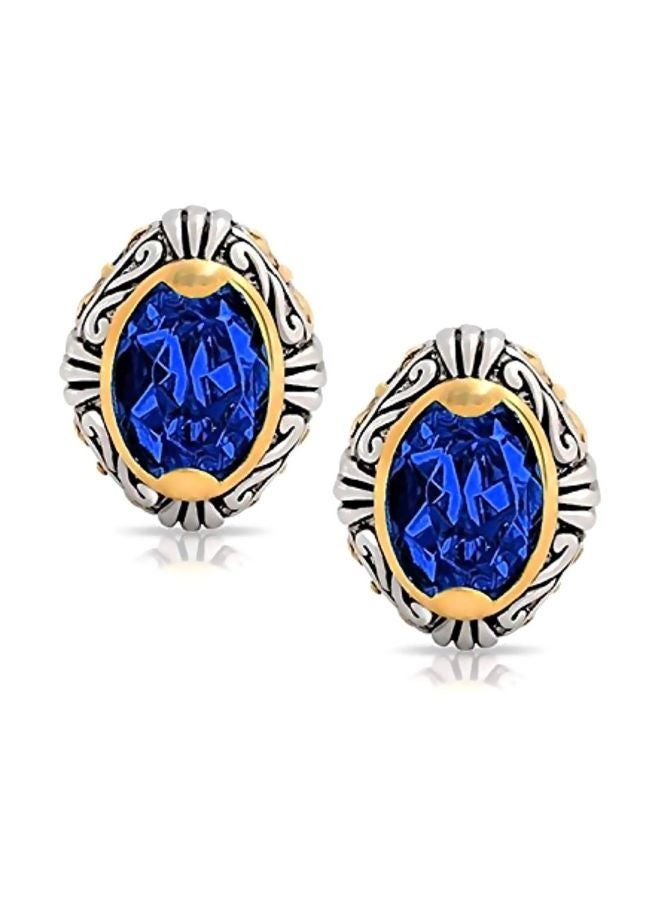 BLING JEWELRY Sapphire Studded Clip On Earrings  - Image 3