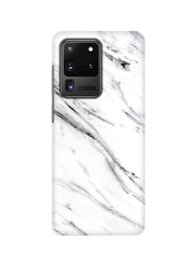 Classic Series Printed Case Cover For Samsung Galaxy S20 Ultra Marble Print Grey White