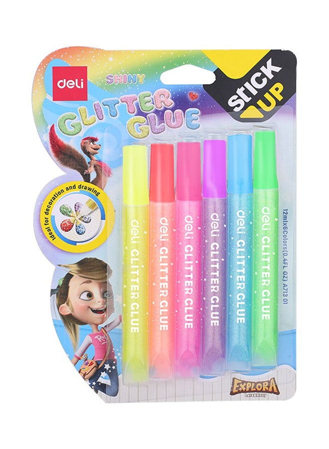 Deli 6-Piece Glitter Glue Set Multicolour