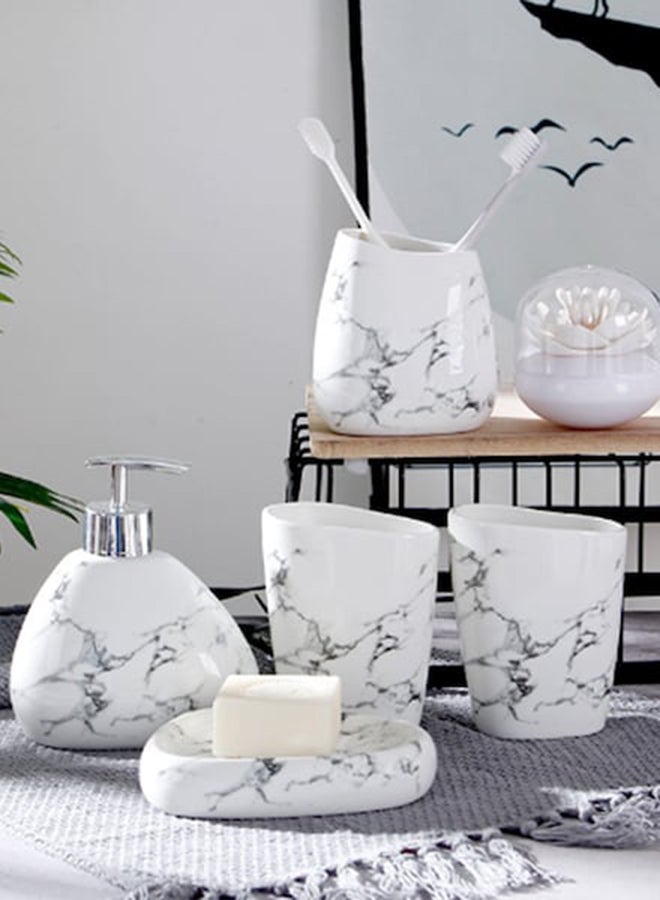 Beauenty 5-Piece Simple Trendy Elegant Bathroom Accessories White - Image 2