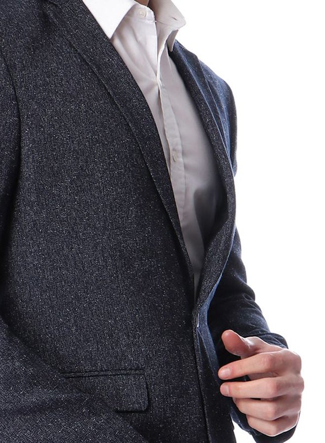 Solid Pattern Slim Fit Blazer Navy Blue - Image 4