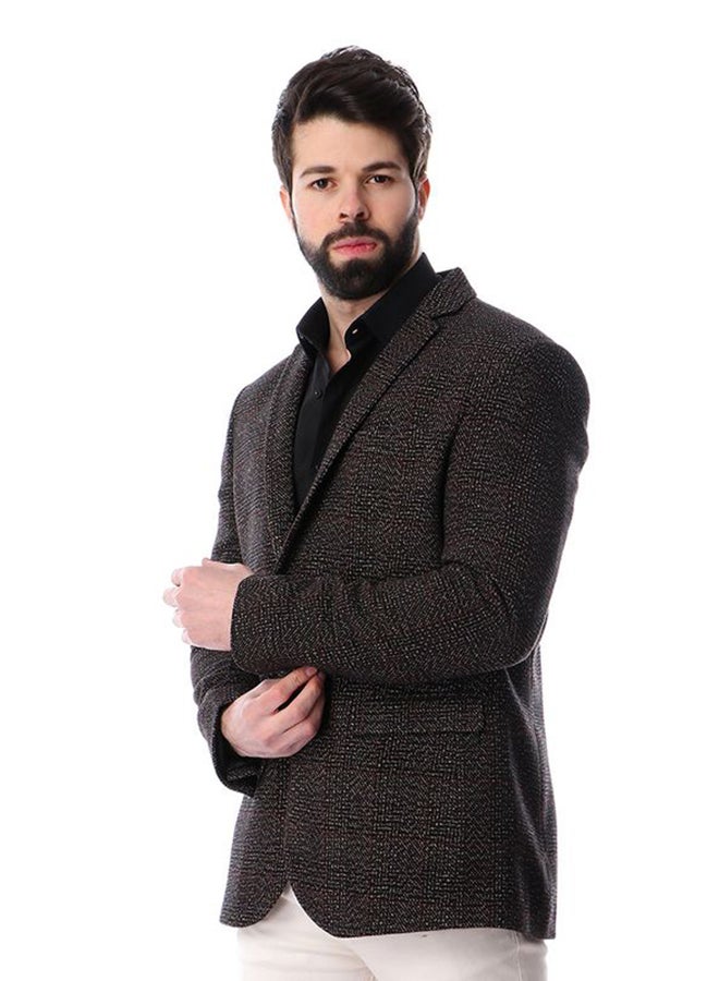 Solid Pattern Slim Fit Blazer Dark Blue - Image 3
