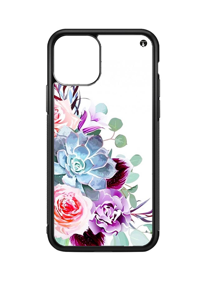 Protective Case Cover For Apple iPhone 11 Pro Max Flowers (Black Bumper)
