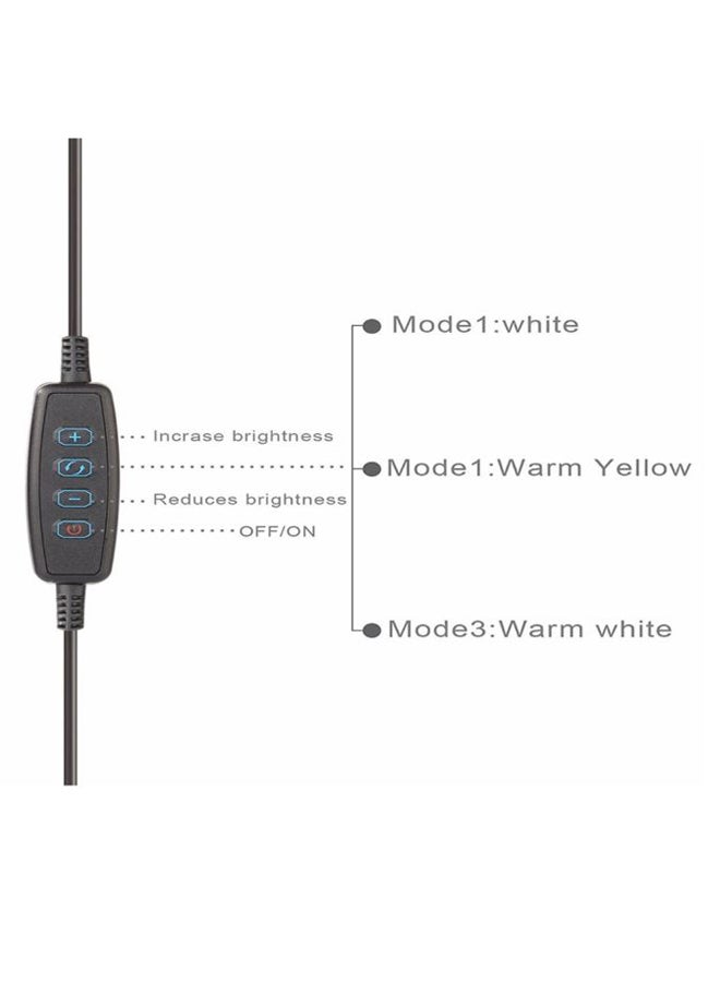 حامل هاتف محمول مع حلقة إضاءة لصور السيلفي أسود - Image 3