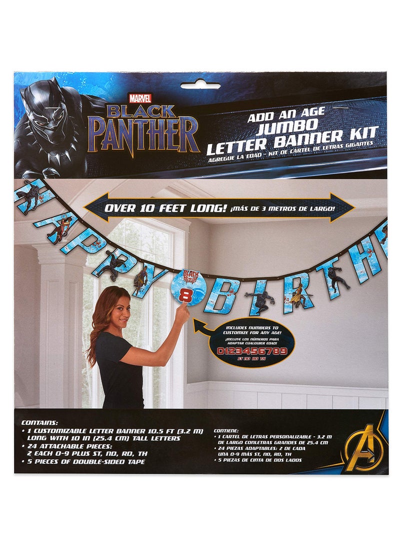 آميريكان جريتنغز لافتة بتصميم عبارة "Panther Birthday Party" يمكن إضافة رقم إليها 10قدم - Image 2