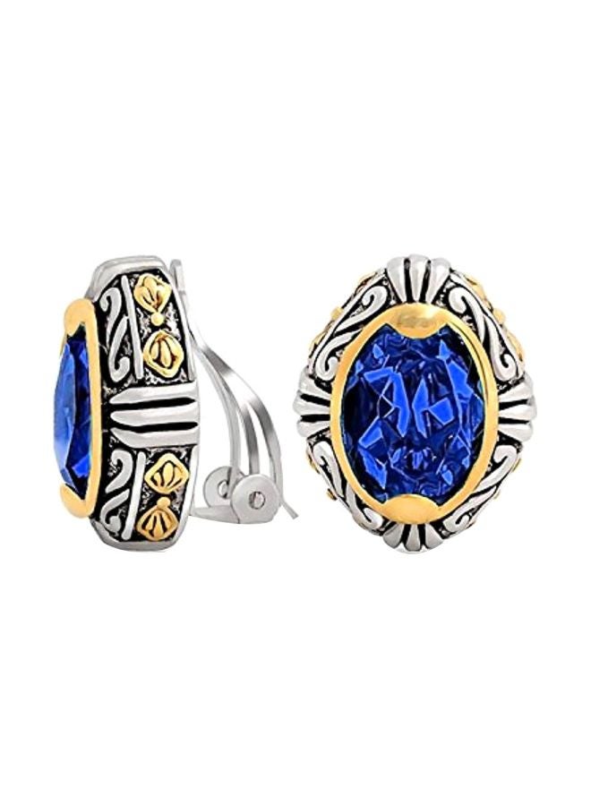 BLING JEWELRY Sapphire Studded Clip On Earrings  - Image 1