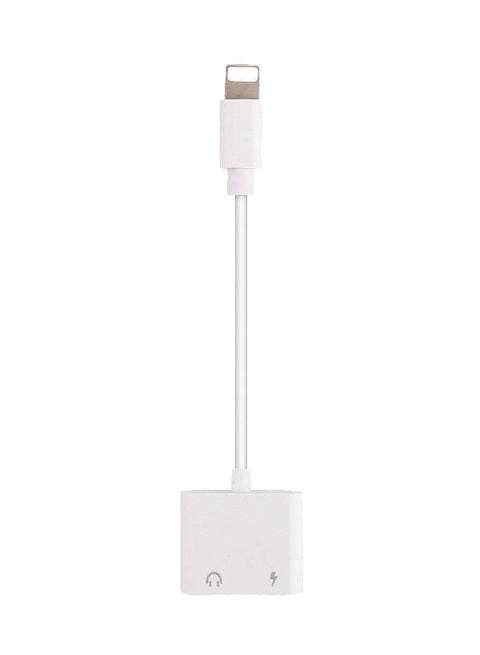 2-In-1 Lightning To 3.5 mm Audio Headphone Charging Adapter White