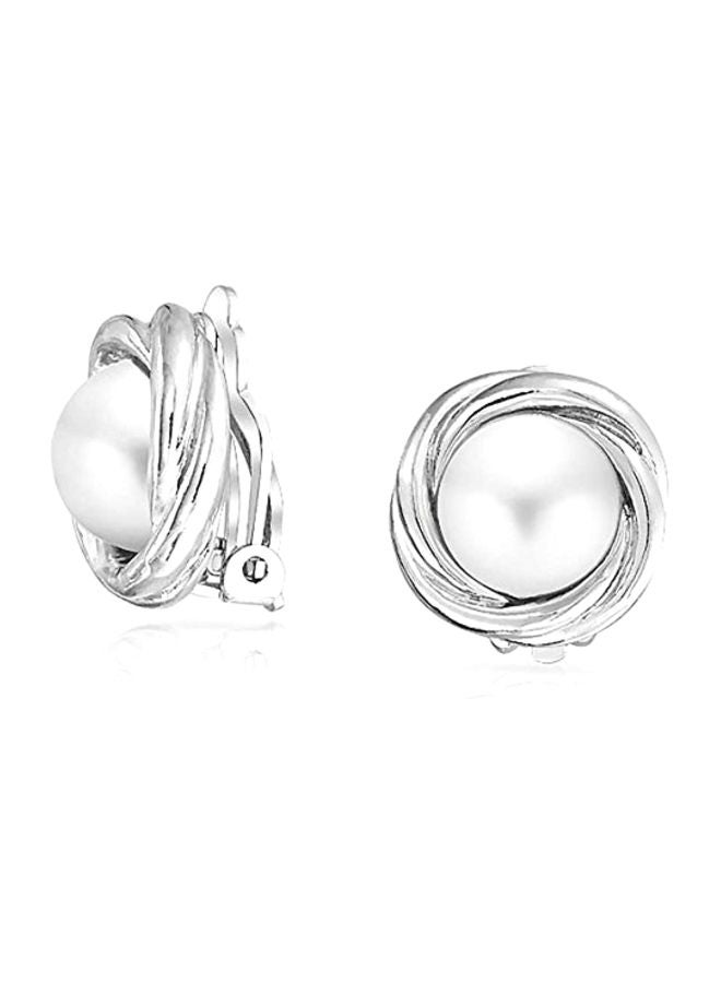 BLING JEWELRY - Pearl Studded Clip On Earrings - Image 1