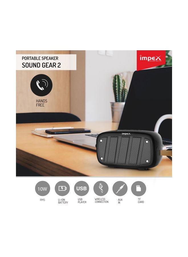 Impex - Soundgear-2 10 Watts 2.0 Channel Portable Bluetooth Speaker With Usb/Sd/Tf Card/Aux/Fm Radio & Bluetooth Function Black - Image 1