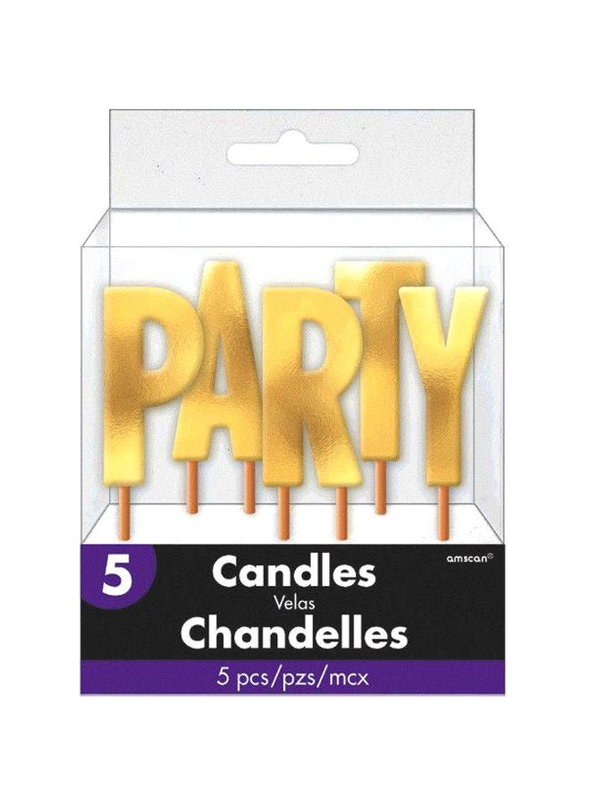 أمسكان مجموعة شموع بنمط حروف للحفلات من 5 قطع