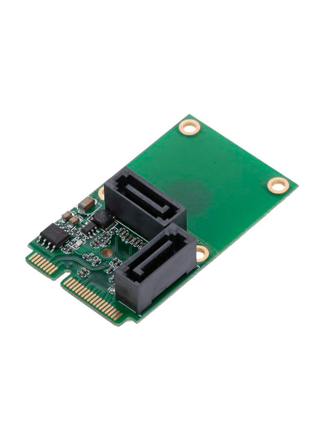 ماركة غير محددة بطاقة توسعة لمحول القرص الصلب بمنفذين من PCI-E إلى منفذ SATA 3 أخضر/أسود  - Image 1