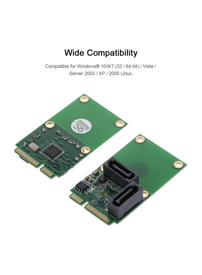 ماركة غير محددة بطاقة توسعة لمحول القرص الصلب بمنفذين من PCI-E إلى منفذ SATA 3 أخضر/أسود  - Image 3