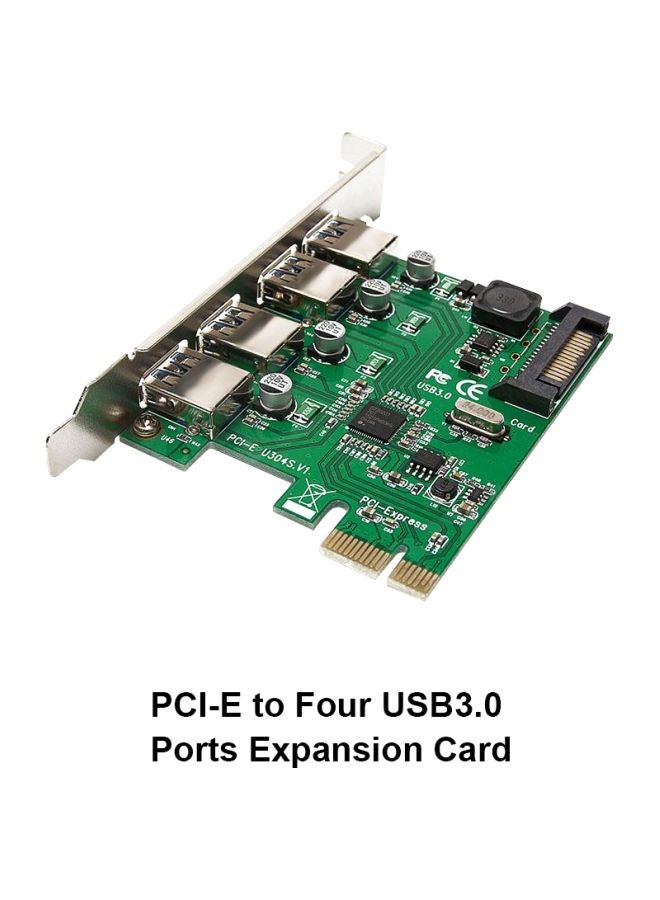 ماركة غير محددة محول توزيع ب4 منافذ من PCI-E إلى USB 3.0 أسود/ فضي/ أخضر  - Image 4