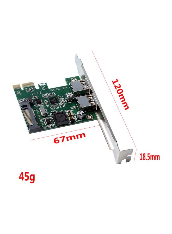 Generic 2 Ports PCI-E To USB 3.0 Expansion Express Adapter Green/Silver/Black  - Image 4
