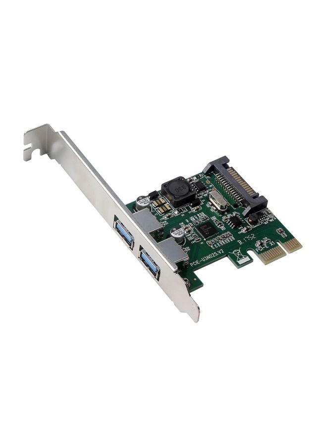 Generic 2 Ports PCI-E To USB 3.0 Expansion Express Adapter Green/Silver/Black  - Image 1