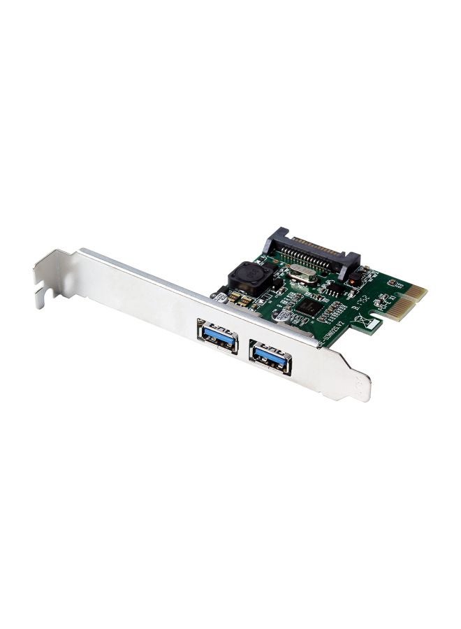 Generic 2 Ports PCI-E To USB 3.0 Expansion Express Adapter Green/Silver/Black  - Image 2