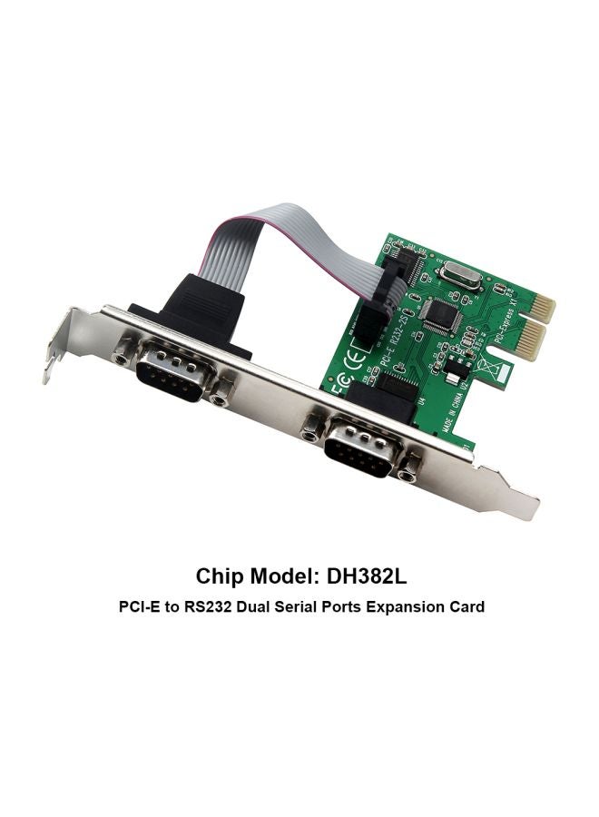 Generic 2 Port PCI-E To RS232 Interface Expansion Card COM Adapter Green/Silver/Black  - Image 3