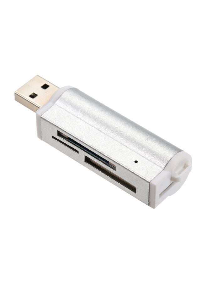 Generic - Mini Portable USB 2.0 Card Reader For SD/SD/TF/MS Duo/Micro MS(M2)/Ms Pro Duo Silver - Image 1