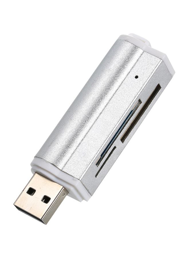 Generic - Mini Portable USB 2.0 Card Reader For SD/SD/TF/MS Duo/Micro MS(M2)/Ms Pro Duo Silver - Image 1