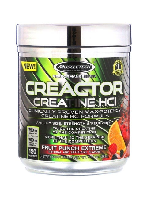Creactor Creatine HCL Pre-Workout - Fruit Punch Extreme - 120 Servings