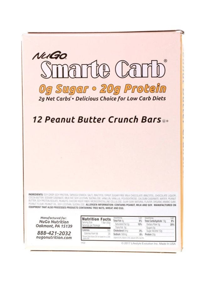 NuGo 12-Piece Smarte Carb Peanut Butter Crunch Protein Bar - Image 4