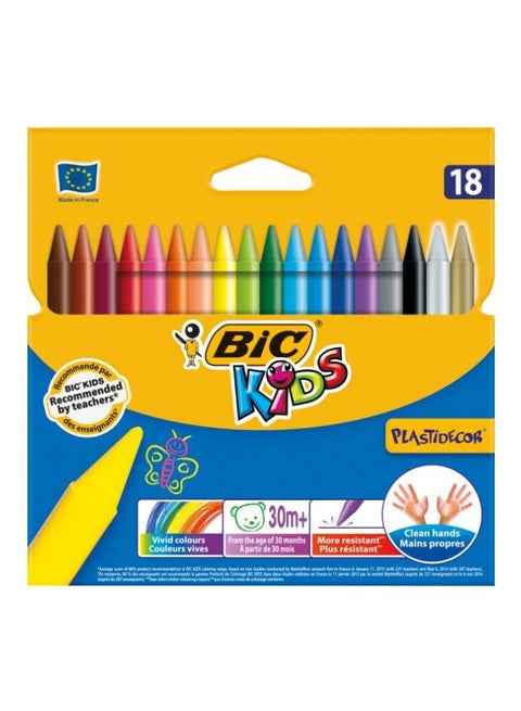 Pack Of 18 Plastidecor Crayons Multicolour