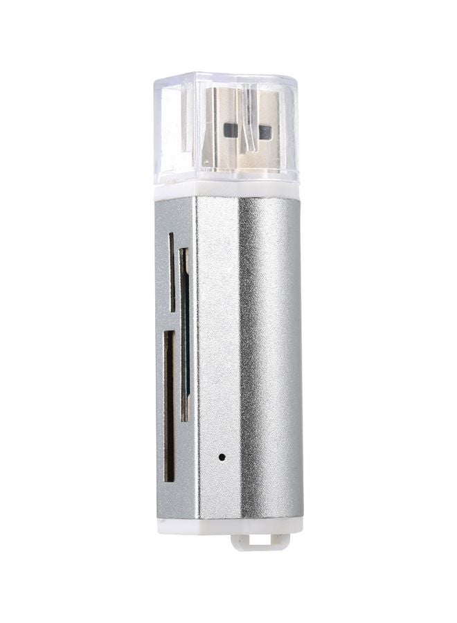 Generic - Mini Portable USB 2.0 Card Reader For SD/SD/TF/MS Duo/Micro MS(M2)/Ms Pro Duo Silver - Image 1