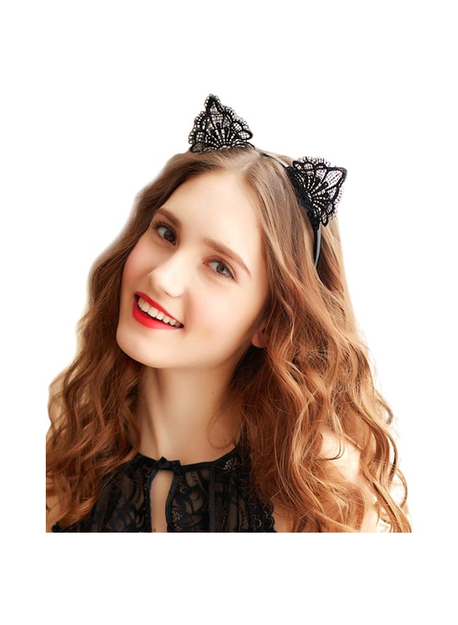 Beauenty Cat Ear Shape Lacework Headband Black - Image 2