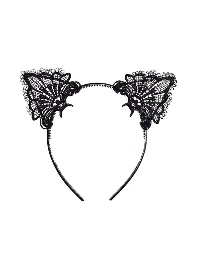 Beauenty Cat Ear Shape Lacework Headband Black - Image 1