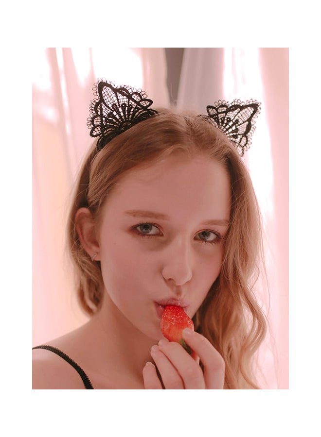 Beauenty Cat Ear Shape Lacework Headband Black - Image 4