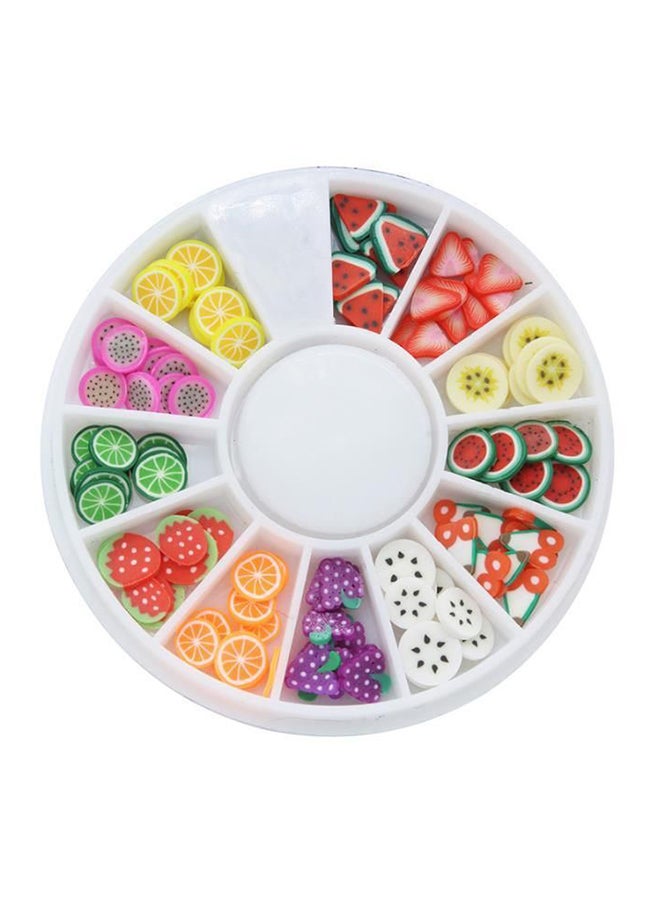 طقم لتزيين الأظافر بتصميم فاكهة مصنوع من الطمي المبلمر متعدد الألوان