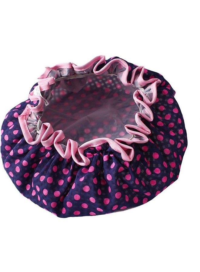 Double Layer Waterproof Shower Cap Blue/Pink - Image 2