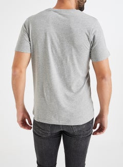 PRODUKT Solid Crew Neck T-Shirt Grey Melange  - Image 5