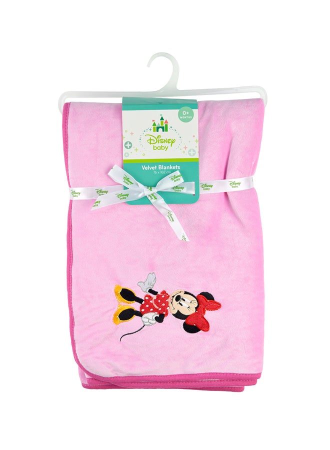 Disney - Minnie Mouse  Design  Velvet Blanket Polyester Pink 76x102centimeter - Image 1