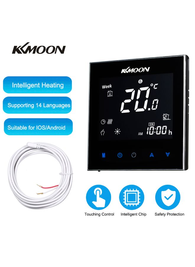 كيه كيه مون منظم حرارة رقمي بشدة تيار 16 أمبير مزود بشاشة لمس لأجهزة تسخين الماء التي تعمل بالغاز E8485B-1-A أسود - Image 2