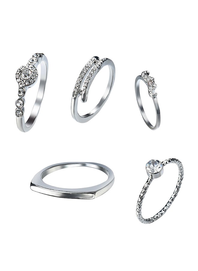 بيوينتي مجموعة خواتم مرصعة بأحجار الراين، 5 قطع - Image 1