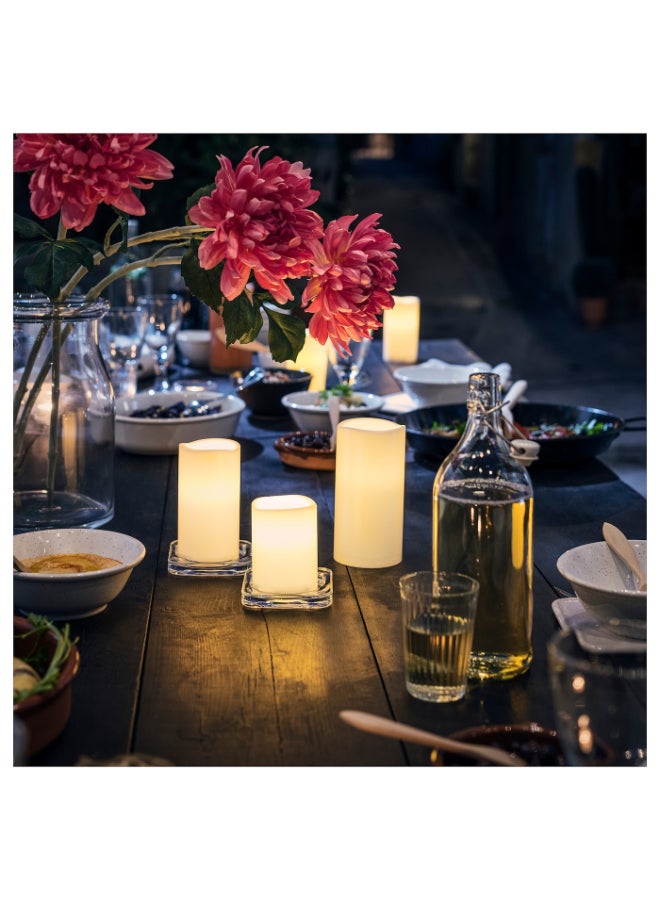 GODAFTON 3-Piece Battery-Operated LED Block Candle Set Beige 24cm  - Image 4